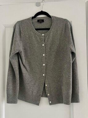Quince Mongolian Cashmere Cardigan Sweater (Heather Grey)